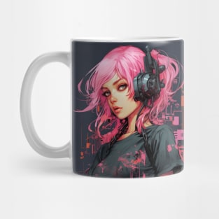 Cyberpunk Anime Girl  Futuristic Techwear Aesthetic Kawaii Manga Japanese Streetwear Harajuku Mug